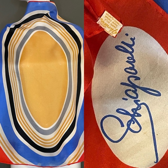 Schiaparelli Accessories - Large Vintage Schiaparelli Silk Scarf 27 In Sq Fair to Good Condition